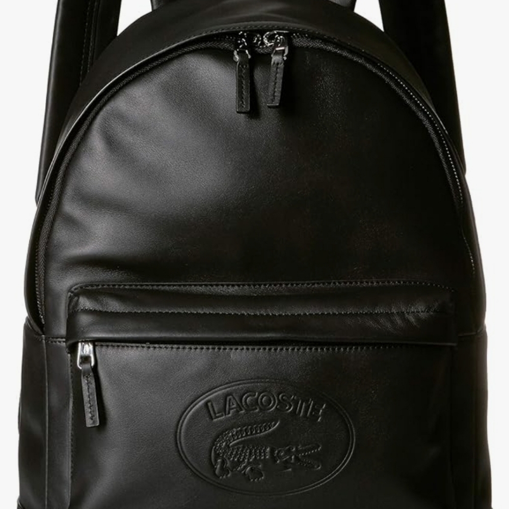 Lacoste Men's Leather Backpack with Badge Logo Pre Owned In Good Condition.